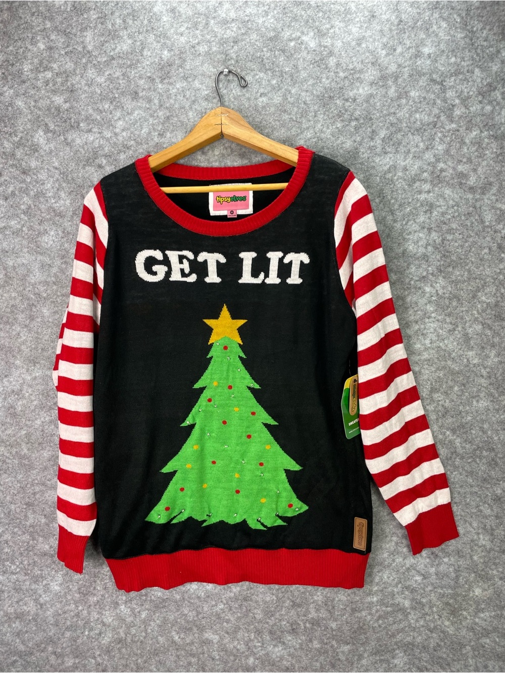 Tipsy Elves Sweater Womens M Multicolor Get Lit Light Up Ugly Christmas Tree.